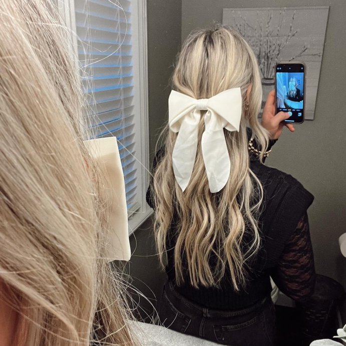 user image by @sistersandasale, Satin Bow Hair Barrette - A New Day™