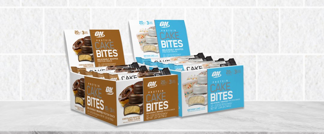 Shop Optimum Nutrition Protein Cake Bites - Birthday Cake (12 Bars), Optimum Nutrition Protein Cake Bites - Chocolate Frosted Donut (12 Bars) and more