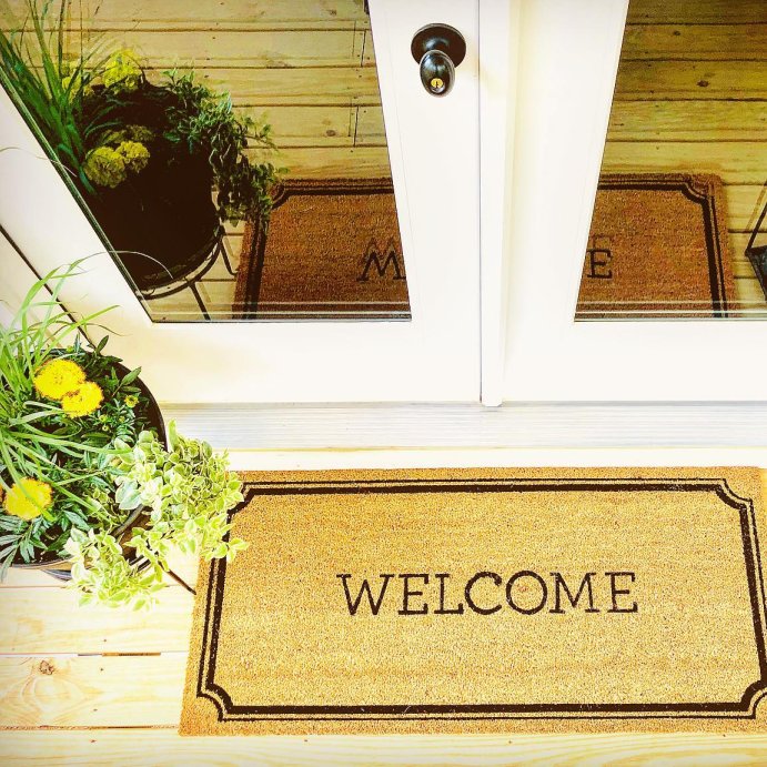 user image by @withatouchofluxe, 1&#39;10&#34;x3&#39;11&#34; Welcome Estate Doormat - Threshold&#8482;: Outdoor Coir Door Mat, Medium Pile, Black, Rectangle, Shake Clean