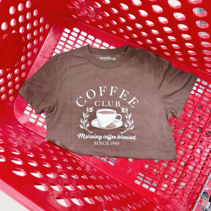 user image by @targetscallingme, Women's Coffee Club Easy Short Sleeve Graphic T-Shirt - Brown