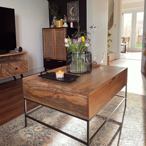 Industrial Storage Pop-Up Coffee Table | Modern Living Room