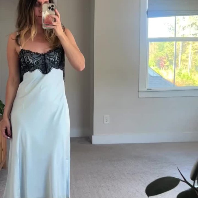 user image by @mrscassiemarie, Women's Lace Trim Satin Midi A-Line Dress - Wild Fable™