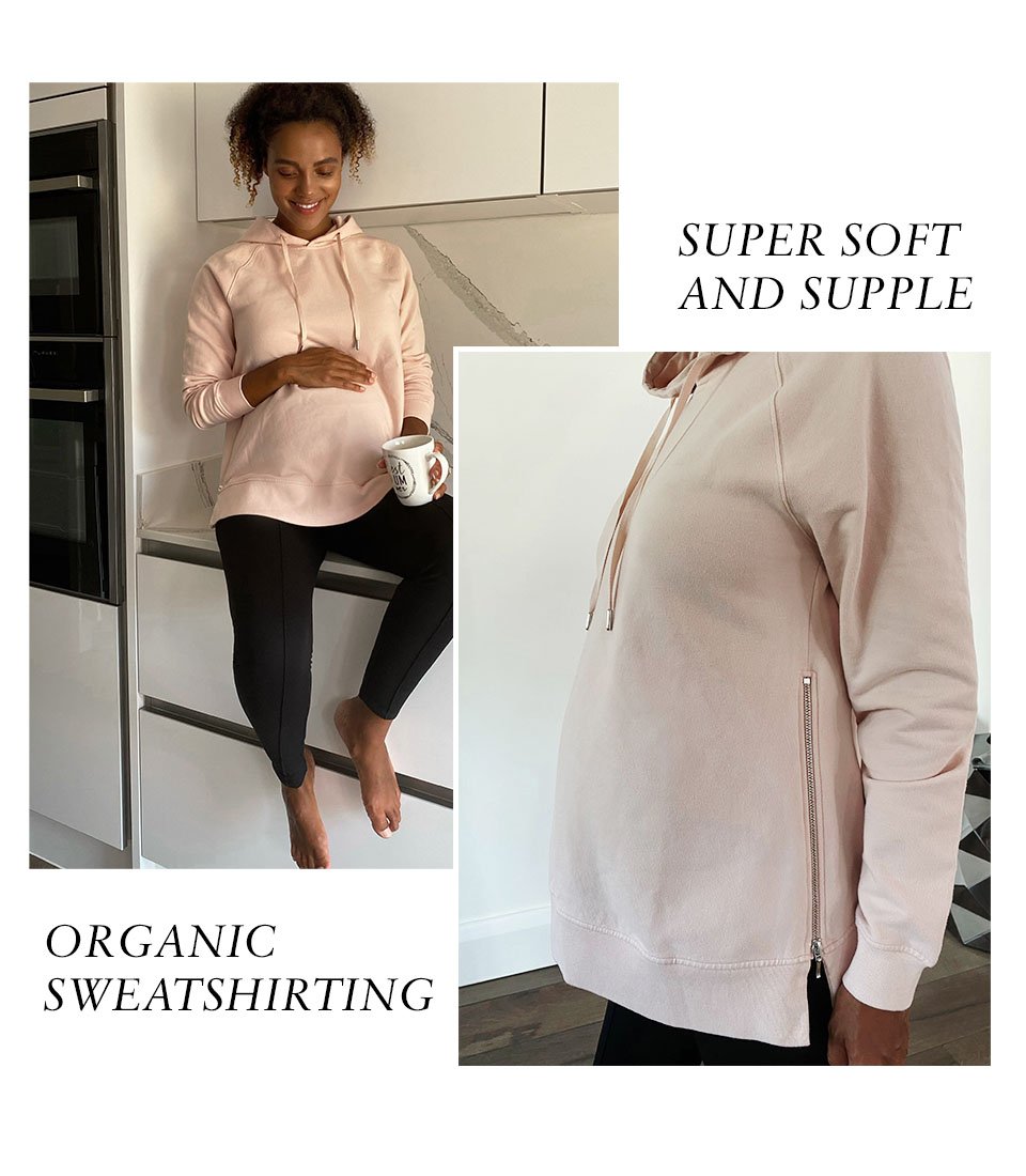Shop Isabella Oliver Over the Bump Maternity Treggings-Caviar Black, Isabella Oliver Mimi Organic Maternity Hoodie-Rose and more