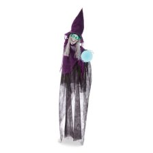 Shop FOR LIVING Witch Animated LED Light-Up Hanging Character, Sound & Light Activated Indoor/Outdoor Decoration for Halloween, Purple, 6-ft and more
