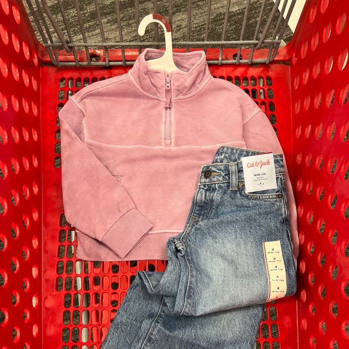 user image by @targetbayareafinds, Girls&#39; French Terry Quarter Zip Pullover Sweatshirt - Cat &#38; Jack&#8482;