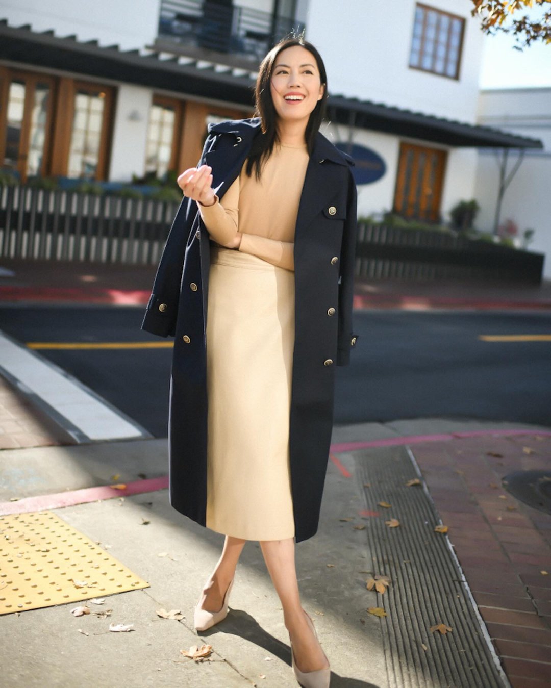 Long Twill Raglan Trench Coat