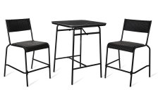 Shop CANVAS Kensington Outdoor Patio High Dining Set with Stone Table Top, Black, 3-pc and more