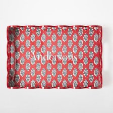 Shop Scalloped Lacquer Serving Tray, Large, Red Flower Block Print and more Shop Scalloped Lacquer Serving Tray, Large, Red Flower Block Print and more