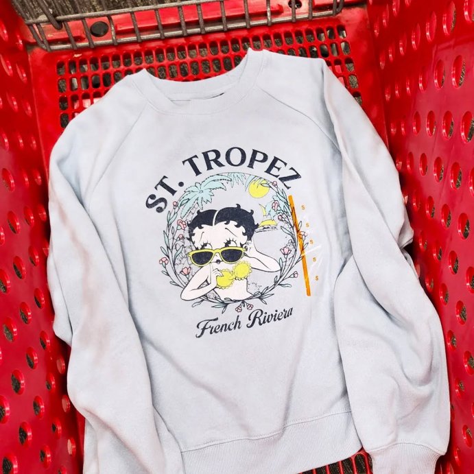 user image by @ohtarget, Women's Betty Boop "St Tropez" Graphic Sweatshirt - Light Blue