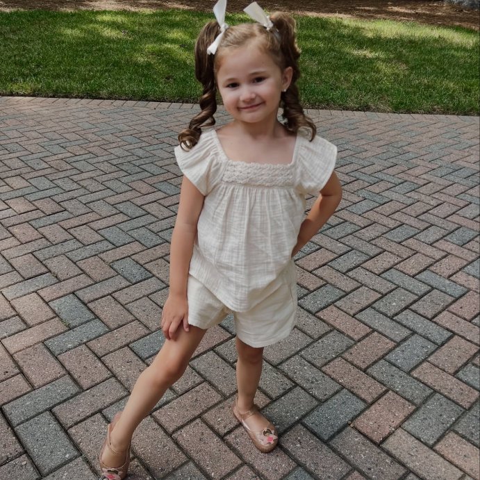 user image by @thevaebae, Toddler Girls' Floral Top & Shorts Set - Cat & Jack™ Beige
