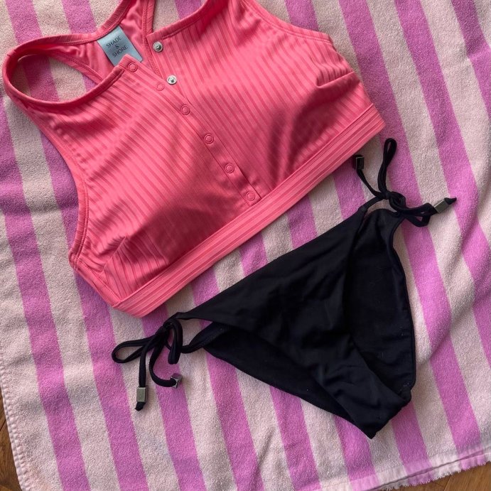 user image by @sssaysso, Women's Ribbed Snap Front High Neck Bikini Top - Shade & Shore™ Black