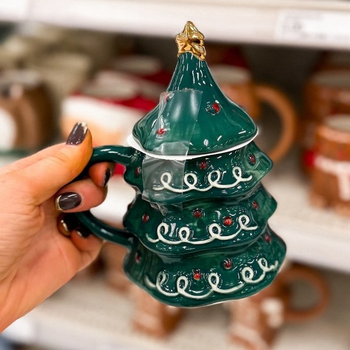 user image by @happilyhebert, 10 fl oz Stoneware Christmas Tree Figural Lid Coaster Mug - Wondershop&#8482;
