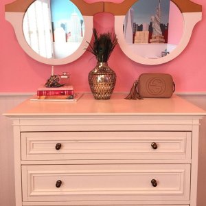 pottery barn pink dresser Pottery Barn Matching Dressers Pretty in Pink Odessa Pink by @benjaminmoore  #nurserydresser #nursery #vintage #vintagefurnituremakeover #furnitureflip  #furniturerestoration #decor #paintedfurniture #upcycledfurniture  #refinishedfurniture #bohofurniture