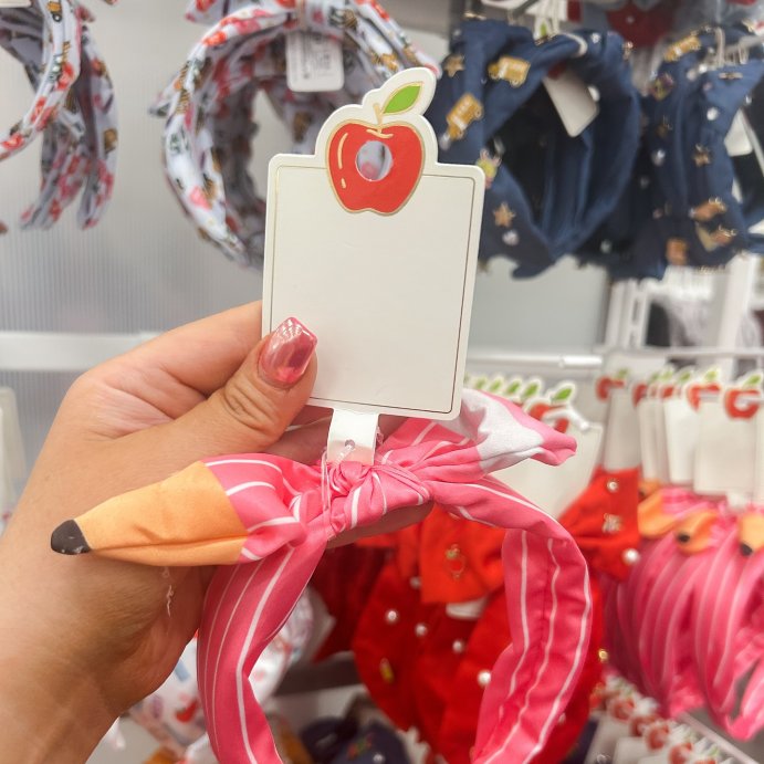 user image by @missaliceinteacherland, Teacher Pencil Top Knot Headband - Pink
