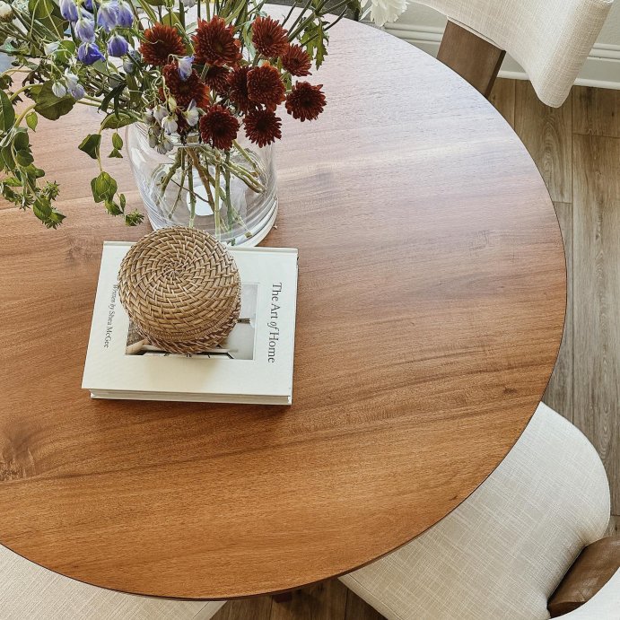 user image by @nair.homestyle, 42&#34; Clarksburg Cross Leg Wood Dining Table Round Brown - Threshold&#8482;: Seats 4, MDF Top