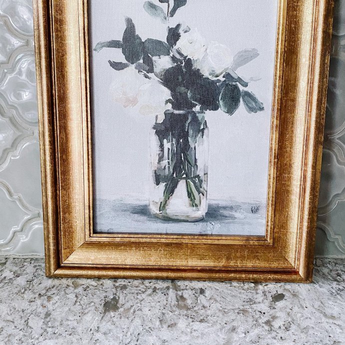 user image by @apieceofmyhaven, 11&#34; x 14&#34; Floral Arrangement Framed Wall Canvas Gold/White - Threshold&#8482; designed with Studio McGee