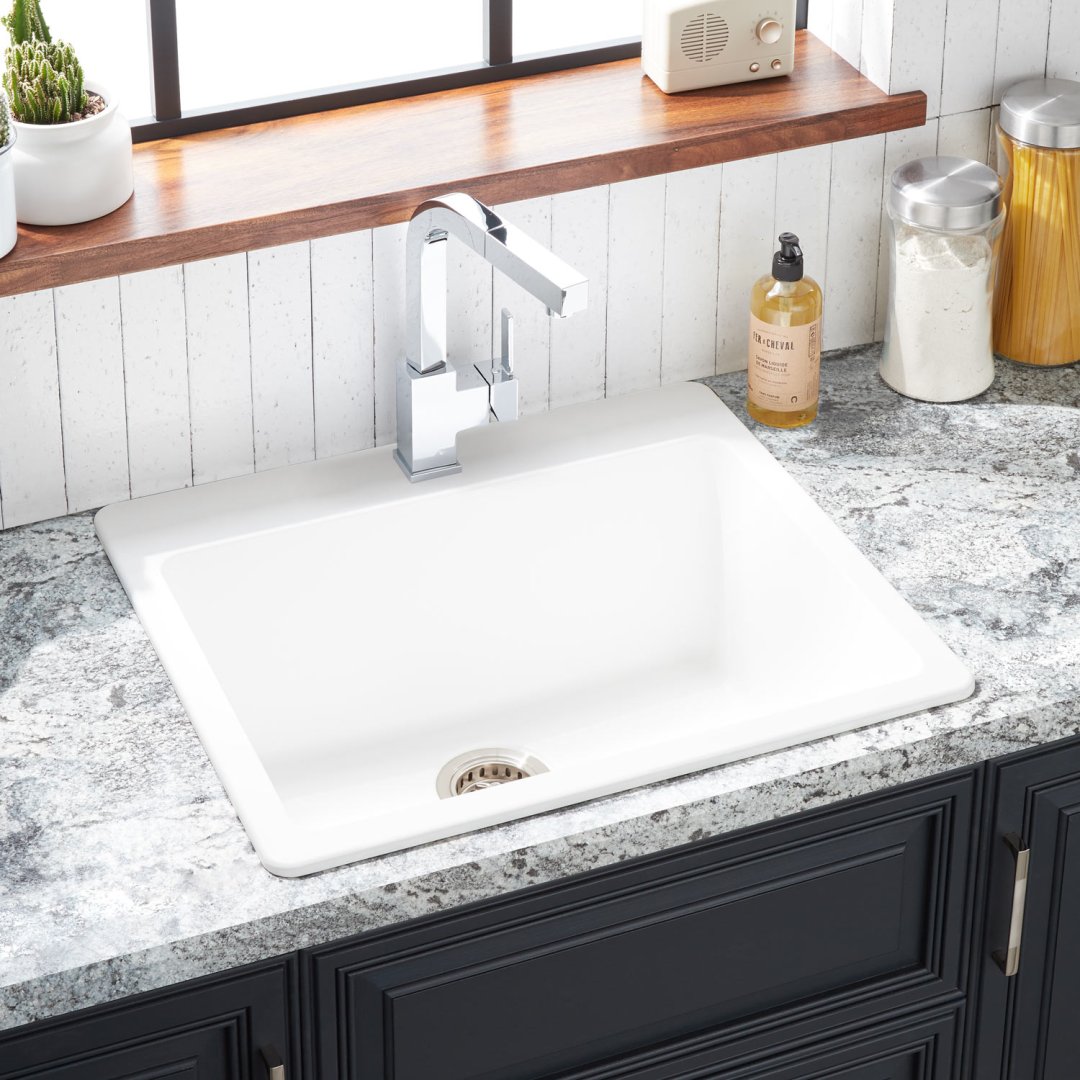 25" Totten Granite Composite Drop-In Kitchen Sink - White ...