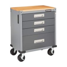 Shop Mastercraft 28" Grey 4-Drawer Wooden Top Base Cabinet with Wheels, 28 x 18 x 34-in and more