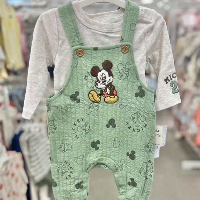 user image by @momlifeandstylefinds, Baby Boys' 2pc Disney Mickey Mouse Long Sleeve Bodysuit & Overalls Set - Green