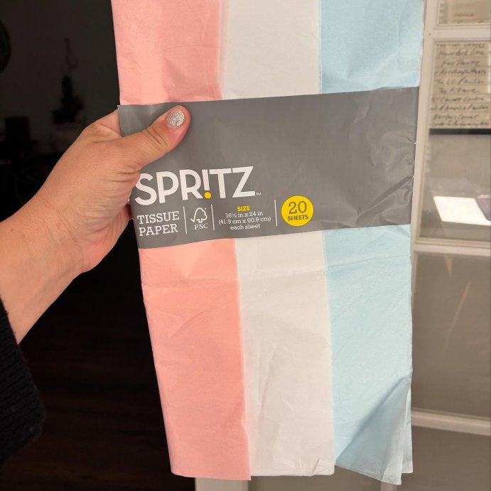 user image by @raesravereviews, 20ct Banded Tissue Pink/White/Light Blue - Spritz&#8482;