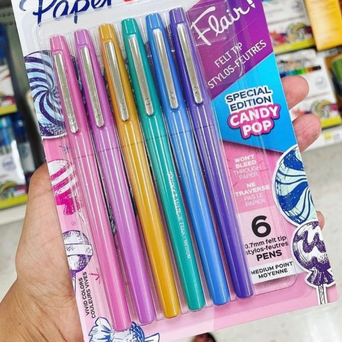user image by @mscraftyteacher, Paper Mate Flair Candy Pop 6pk Felt Pens 0.7mm Medium Tip Multicolored: Papermate Colorful Pens for Journaling &#38; Stationery