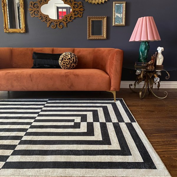 Jonathan Adler Op Art Charcoal Rug