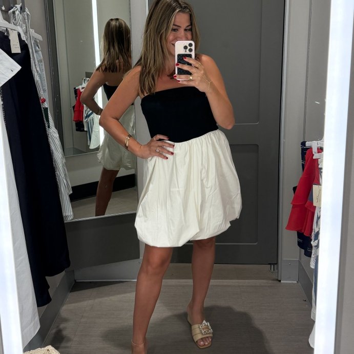 user image by @glamgirlnatalie, Women's Tube Bubble Mini A-Line Dress - A New Day™ Black/Cream