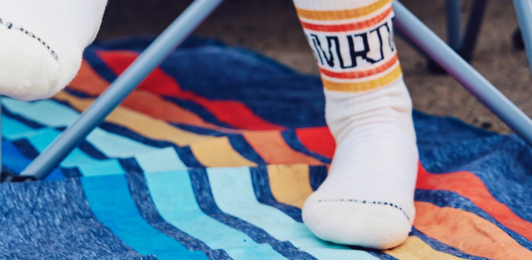 Men's Mismatched Vintage Stripe Socks - Blue, Yellow, & White