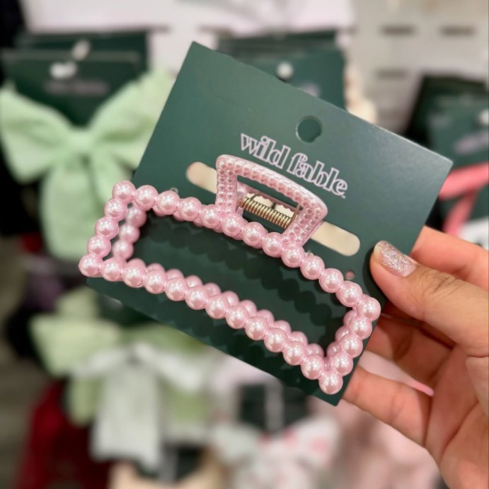 user image by @katattarget, Pearlized Rectangle Shape Claw Hair Clip - Wild Fable&#8482; Pink: Fashion Accessory for All Hair Types