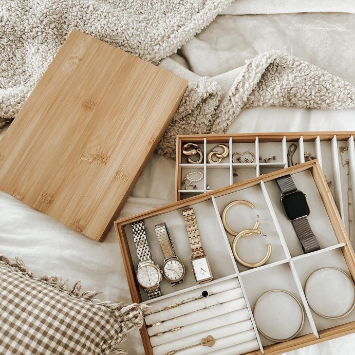 user image by @jaimelyncarney, 9" x 12" Stackable Bamboo Accessory Tray - Brightroom™