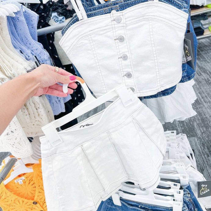 user image by @targetofmyeyes, Girls' Drop-Waist Pleated Denim Skirt - art class™