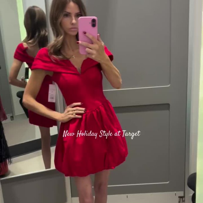 user image by @abigailfordstyled, Women's Plunge Bubble Mini A-Line Dress - Wild Fable™