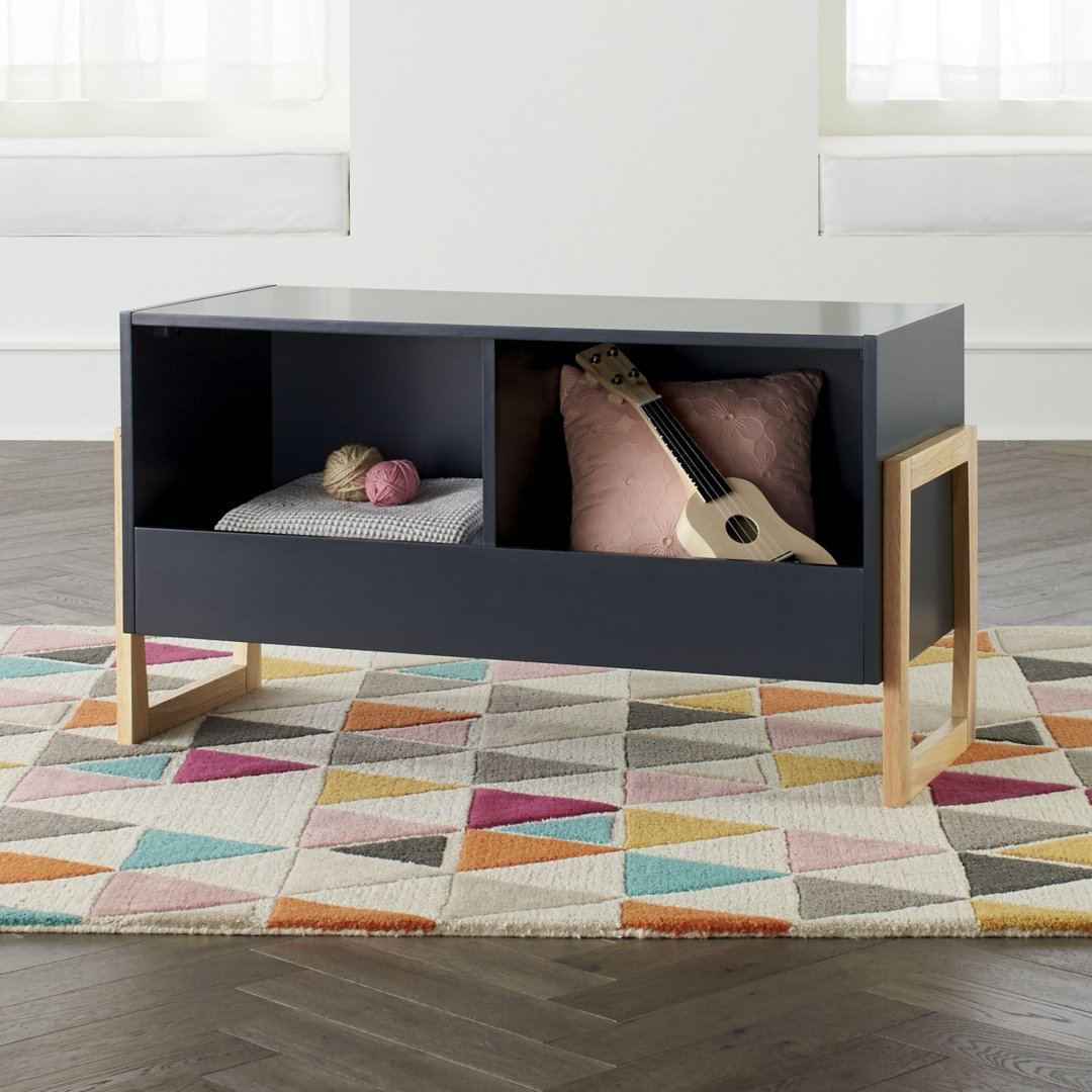 Shop Level Up Charcoal 2-Bin Stackable Toy Box, Triangles Geometric Rug 4x6 and more
