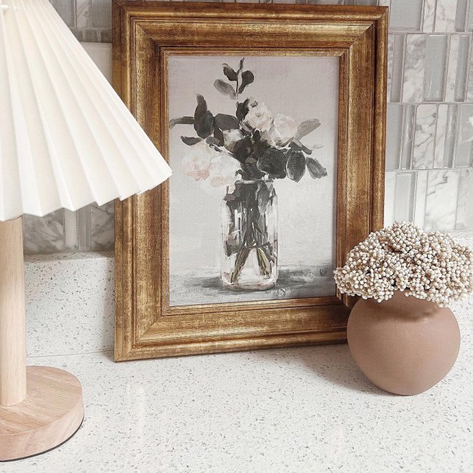 user image by @lifeofashley, 11&#34; x 14&#34; Floral Arrangement Framed Wall Canvas Gold/White - Threshold&#8482; designed with Studio McGee