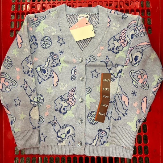 user image by @thetargetkidshopper, Girls' Disney Stitch Button-Up Cardigan - Blue