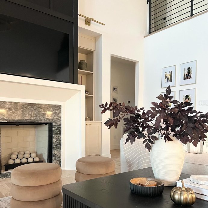 user image by @vedranaweahomes, Clarkdale Channel Tufted Ottoman with Wood Base - Threshold™ designed with Studio McGee