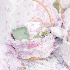 LoveShackFancy Cabbage Rose Easter Basket Liners & Bow