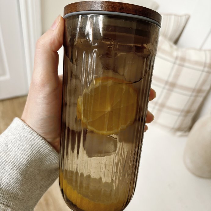 user image by chelseyzavatsky, 21oz Fluted Glass Tumbler with Wood Lid Beige - Hearth &#38; Hand&#8482; with Magnolia