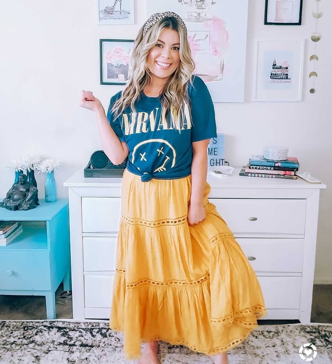 user image by @starrjoyblog, Men's Nirvana Short Sleeve Graphic T-Shirt - Denim Heather