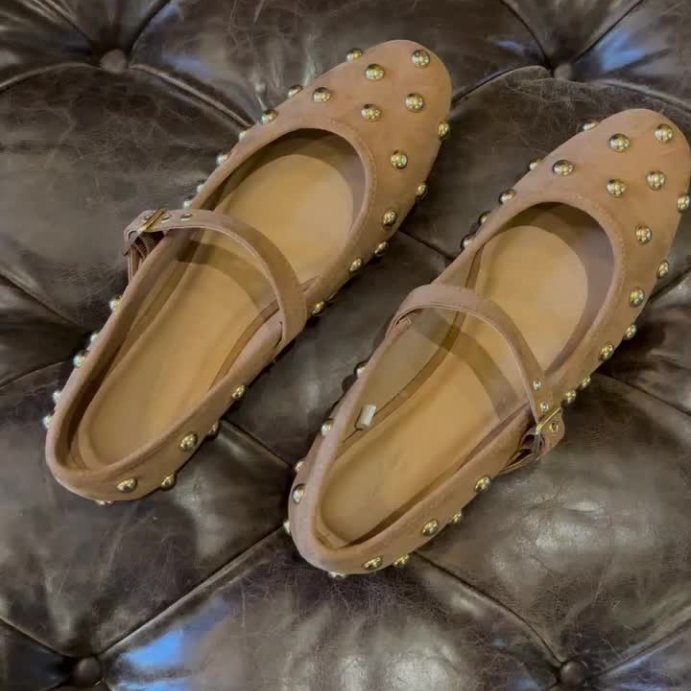 user image by @cwlanyon, Women&#39;s Penny Gold Studded Mary Jane Flats with Memory Foam Insole - Universal Thread&#8482; Cognac