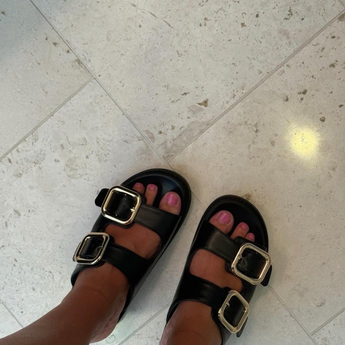 user image by @mycollectiveelement, Women&#39;s Collin Double Buckle Footbed Sandals - Universal Thread&#8482;