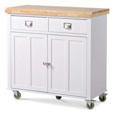 Shop CANVAS Mayfield Wood Top Kitchen Utility Storage Cart/Island With Locking Wheels, White and more