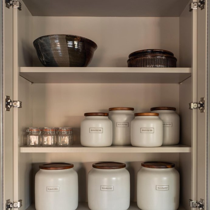user image by @ladyofthehome, Dry Goods Stoneware Canister with Wood Lid Cream/Brown - Hearth & Hand™ with Magnolia