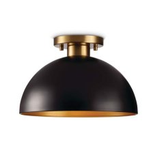 Shop CANVAS Immel 1-Light Semi-Flush Mount Ceiling Light, Matte Black/Brushed Gold and more