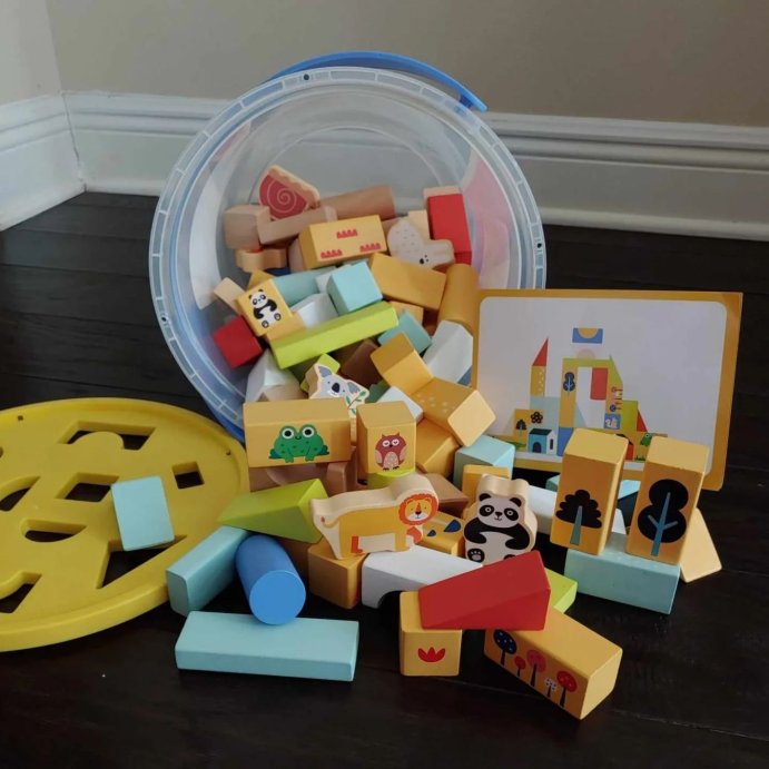 user image by @tiggrztail, Wooden Stacking Blocks Set - 100pc - Gigglescape&#8482;: Toddler Educational Toy, Fine Motor Skills, Shapes &#38; Colors