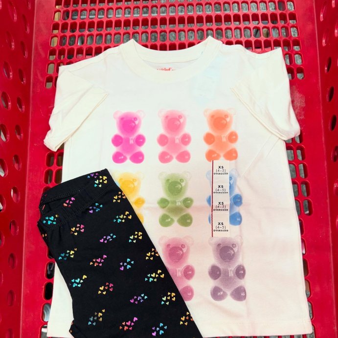 user image by @thislovelylife_of_five, Girls&#39; Short Sleeve Oversized Gummy Bears Graphic T-Shirt - Cat &#38; Jack&#8482; Cream