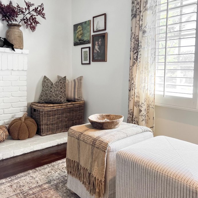 user image by @delightfullywestern, Lynwood Slipcover Cube Ottoman - Threshold™ designed with Studio McGee