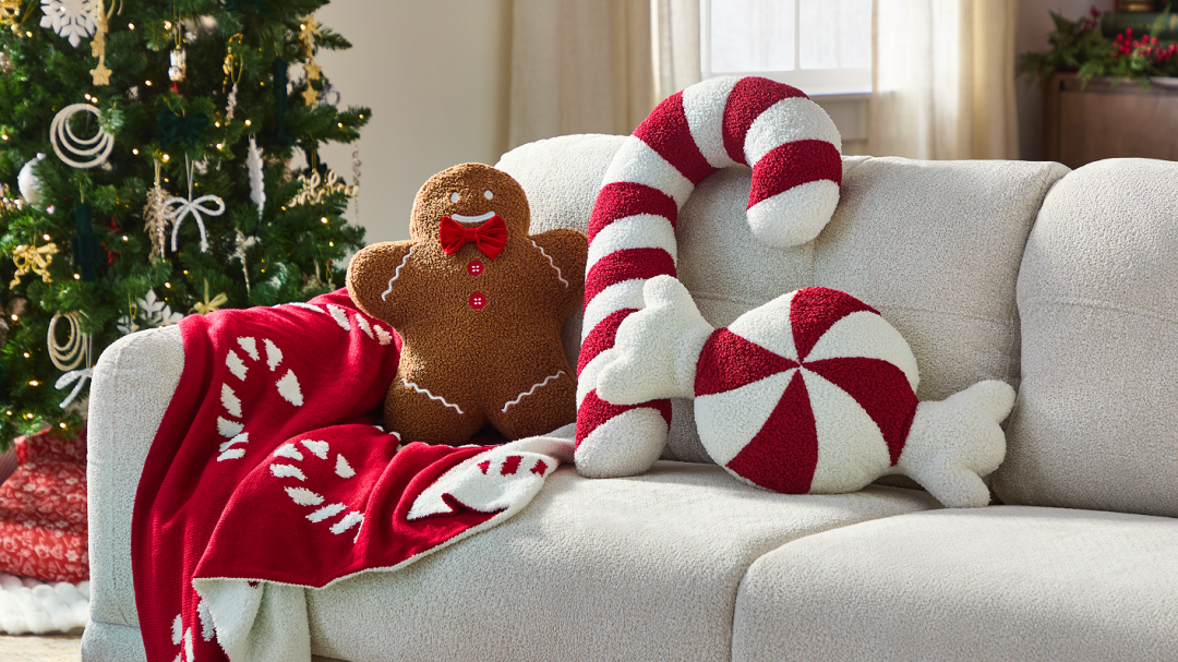 Shop CANVAS Classic Christmas Collection Candy Cane Cushion, Red/White, 20-in, CANVAS Canadian Christmas Collection Gingerbread Fleece Cushion, 14-in, CANVAS Classic Christmas Collection Peppermint Candy Cushion/Throw Pillow, 20.5-in, CANVAS Classic Christmas Collection Reversible Candy Cane Icon Throw Blanket, Red, 50x60-in and more