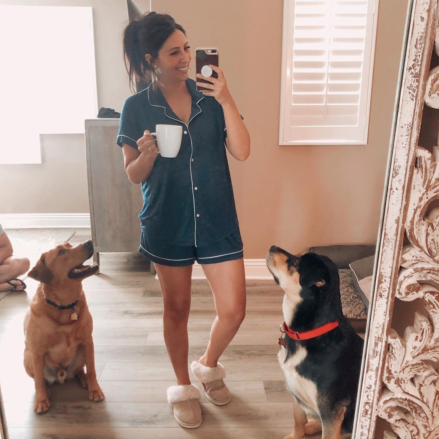 user image by @christina.armitage, Women's Beautifully Soft Short Sleeve Notch Collar Top and Shorts Pajama Set - Stars Above&#153;