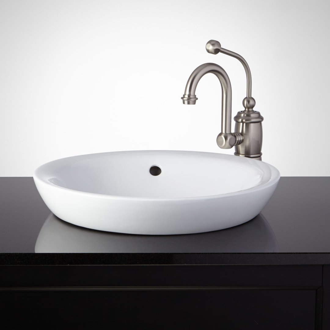Milforde Porcelain Semi Recessed Sink Bathroom Sinks Sinks